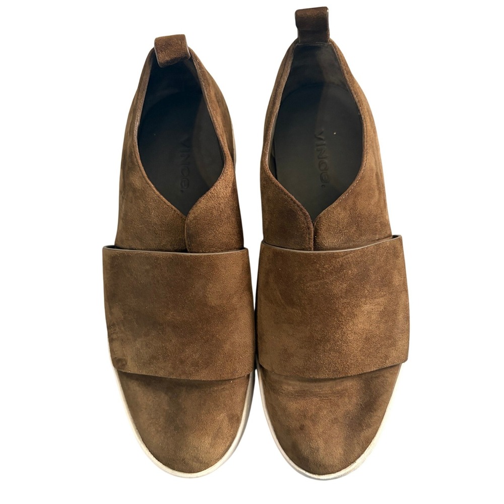 Vince Blair 5 Brown Suede Platform Slip On Sneakers Shoes Women US 6 Minimalist